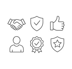 Trust line icons set. Security, reliability, handshake, agreement. editable stroke. vector illustration