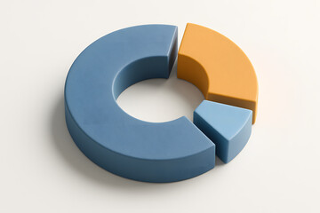 Segmented Donut Chart: A 3D Model Representing Different Proportions or Data