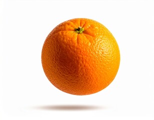 Orange floating in air on clear white background