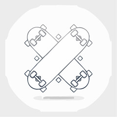 Crossed skateboards icon. Skateboarding street sport vector symbol