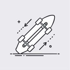 Skateboard icon with motion. Skateboarding sport vector outline