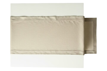 Beige fabric placemat for kitchen table setting and dining decor on a transparent background