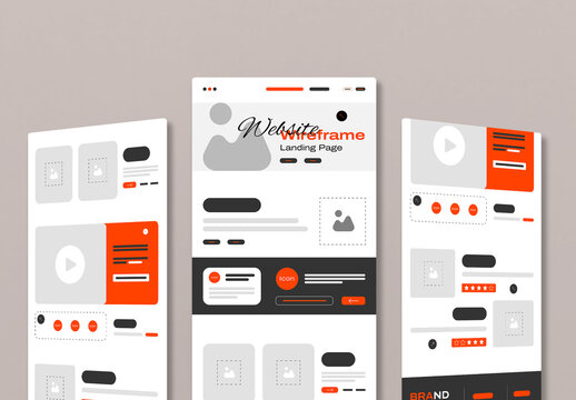 Website Wireframe Landing Page Template for UX UI Design