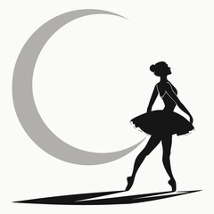 Obraz premium Graceful ballerina silhouette dancing near the moon expresses beauty and artistry