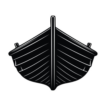 Black wooden boat front view vessel nautical