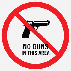 No Guns Allowed Sign Prohibition and Safety Illustration