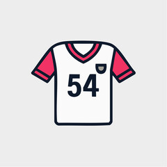 Football jersey with number 54 icon. Team sport uniform vector outline