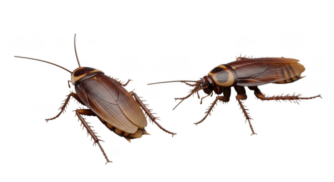 Two cockroaches isolated on transparent background