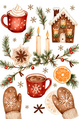 Cozy winter scene with festive decorations and warm drinks during the holiday season

