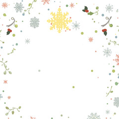 A festive vector Christmas scene with a creative font and flat design, featuring bold lines, minimal shading, and a vibrant color palette