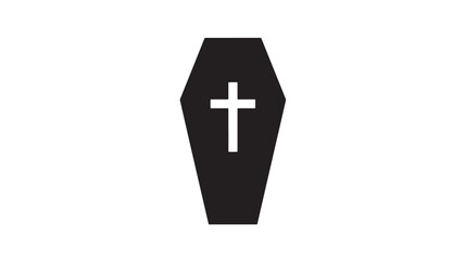 Obraz premium Coffin icon with cross simple flat vector illustration isolated on white background