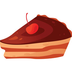 Chocolate Cake Slice With Cherry On Top And Transparent Background