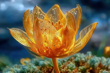 Golden Lotus Flower Closeup