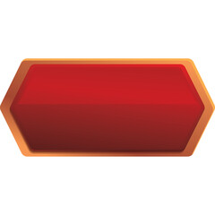 A Translucent Red Hexagonal Button with a Golden Outline and a Smooth Gradient Surface on a White Background Ideal for User Interface Design and Web Elements