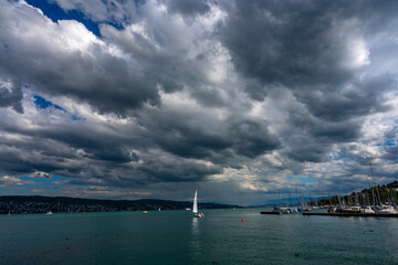 storm clouds over the river