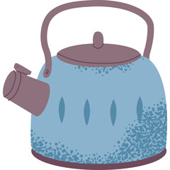 A Textured Blue Teapot With A Purple Lid And Handle Sits On A White Background Ideal For Kitchenware And Beverage Themes