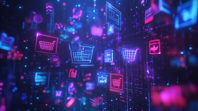 Futuristic Online Shopping in Cyberspace - Powered by Adobe