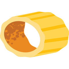 A Textured Yellow Ring with Orange Interior and a Ruffled Edge on a Transparent Background