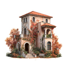 Charming villa surrounded by colorful autumn foliage in a serene setting
