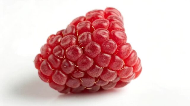 raspberry fruit isolated on white background, orbit right video
