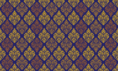 Royal Blue and Gold Thai Traditional Pattern Background