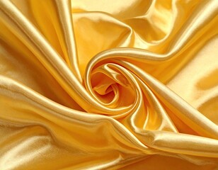 Golden Yellow Satin Fabric Draped Swirls
