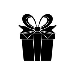 Gift box with ribbon bow on transparent background silhouette