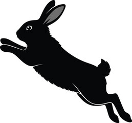 Black Rabbit Jumping Silhouette .