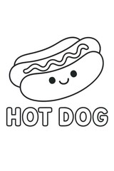 Obraz premium Hot Dog Delight: A charming, friendly hot dog smiles, embodying culinary joy and appeal, perfect for food enthusiasts. 