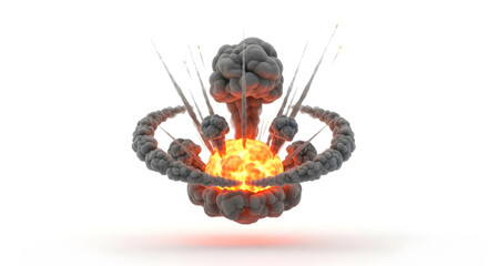 Isolated Cartoon Explosion with Smoke Rings