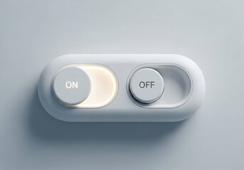 Fototapeta premium Modern white toggle switch with one side illuminated indicating power on