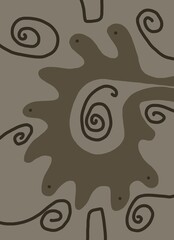 Minimal abstract image for printing. The picture fits modern interiors. The picture is painted by hand on a tablet. © neurostructure