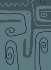 Minimal abstract image for printing. The picture fits modern interiors. The picture is painted by hand on a tablet. © neurostructure