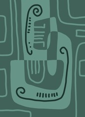 Minimal abstract image for printing. The picture fits modern interiors. The picture is painted by hand on a tablet. © neurostructure