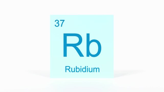 Rubidium Element 4K Render - Periodic Table Box with Atomic Number 37, Scientific Education, Chemistry Classroom, Modern Science Video, and Laboratory 3D Content
