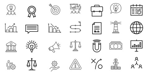 Business Minimalistic Isolated Line Icons. Illustrations for web sites, Vector Line icons of Seo and Marketing.