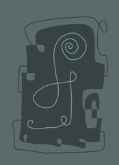 Minimal abstract image for printing. The picture fits modern interiors. The picture is painted by hand on a tablet. © neurostructure