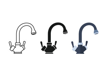 Bathroom faucet illustration in minimalist style design of plumbing and fixture for washing hands and doing laundry room icon