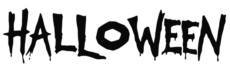 Bleeding black Halloween text logo red on isolated white background