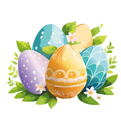 easter eggs with flowers vector graphic design