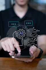 Artificial intelligence chatbot communication innovation client business service message technology...