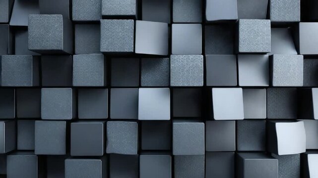Abstract wall of dark cubes creating a unique 3 d pattern in a neutral tone