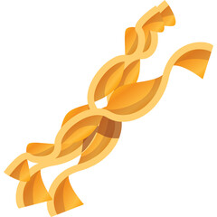 Crispy golden brown bacon strips arranged in a curved diagonal line against a clean white background