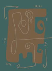 Minimal abstract image for printing. The picture fits modern interiors. The picture is painted by hand on a tablet. © neurostructure