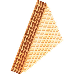 Crispy Golden Brown Wafer Cookie Slices Stacked Together Showing Square Grid Pattern on a White Background Perfect for Desserts and Snacks