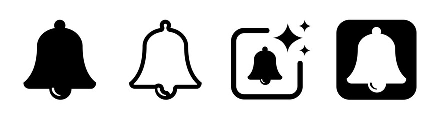 Notification and Christmas bell icon vector illustration on transparent background in PNG format, festive alert symbol design for UI, holiday decor, mobile apps, web elements, and digital graphics