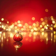 Fototapeta premium Warm red and gold festive glow with soft bokeh, elegant and minimal design for early holiday campaigns