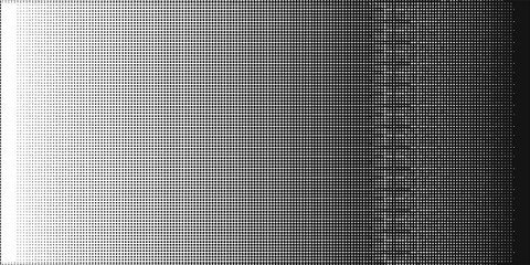 Dotted halftone gradient texture. Fading polka dot background. Repeated dots gradation pattern. Black vanishing comic pop art overlay backdrop. Halftone raster effect wallpaper. Vector Ilustration