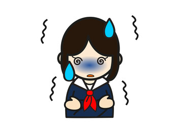 悪寒を感じる制服姿の女の子