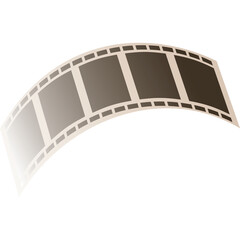 Curved Film Strip With Blank Frames Fading To White On Transparent Background Represents Cinema Photography Memories And Nostalgia